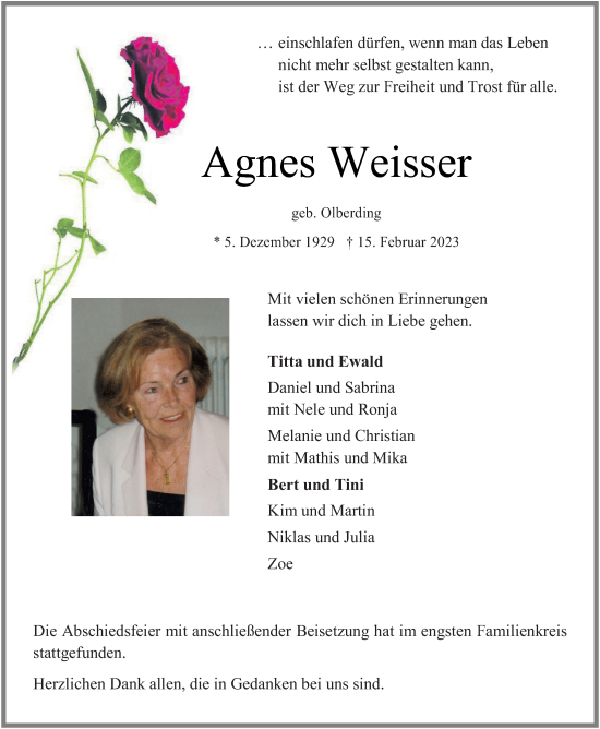 Anzeige von Agnes Weisser von OM-Medien