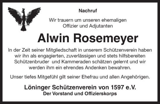 Anzeige von Alwin Rosemeyer von OM-Medien