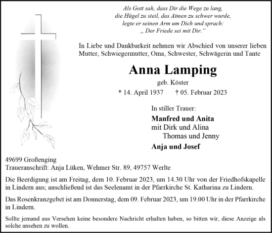 Anzeige von Anna Lamping von OM-Medien