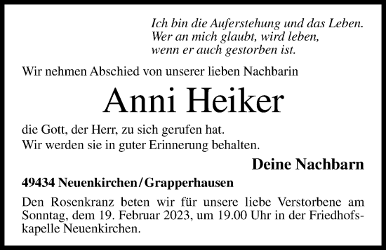 Anzeige von Anni Heiker von OM-Medien