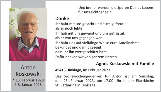 Anzeige von Anton Koskowski von OM-Medien