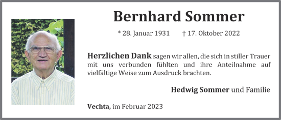Anzeige von Bernhard Sommer von OM-Medien
