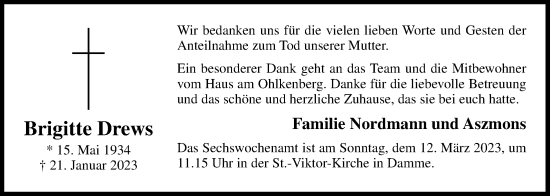 Anzeige von Brigitte Drews von OM-Medien