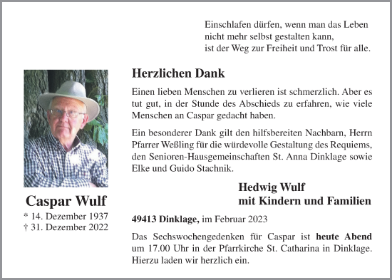 Anzeige von Caspar Wulf von OM-Medien