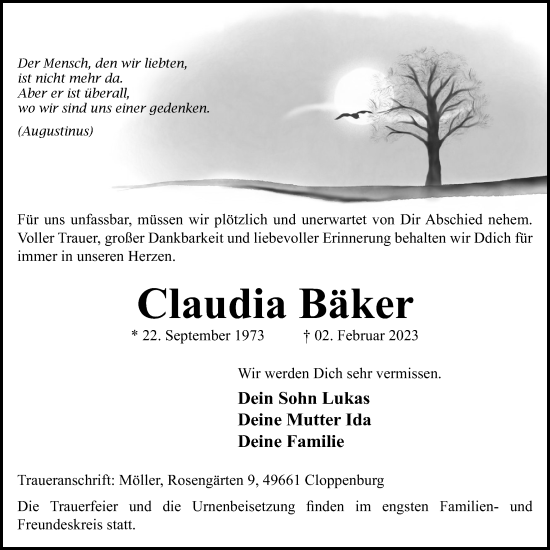 Anzeige von Claudia Bäker von OM-Medien