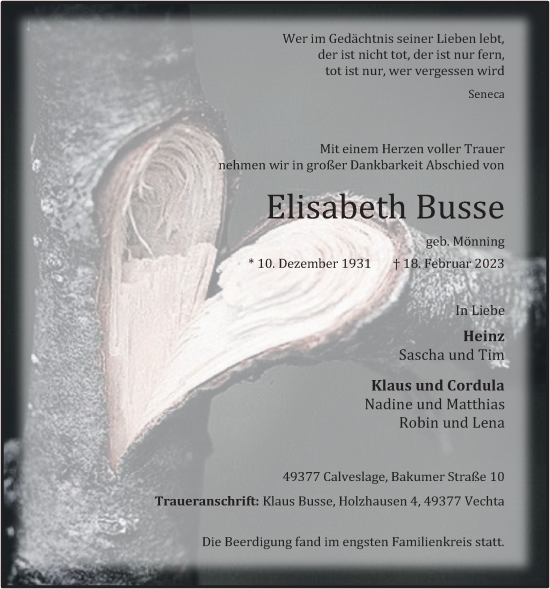 Anzeige von Elisabeth Busse von OM-Medien
