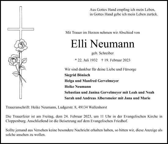 Anzeige von Elli Neumann von OM-Medien