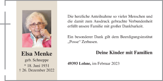 Anzeige von Elsa Menke von OM-Medien