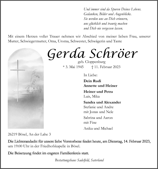 Anzeige von Gerda Schröer von OM-Medien