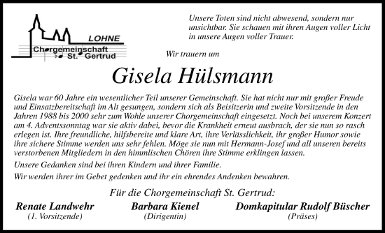 Anzeige von Gisela Hülsmann von OM-Medien