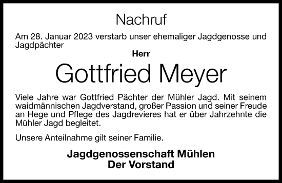 Anzeige von Gottfried Meyer von OM-Medien
