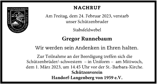 Anzeige von Gregor Runnebaum von OM-Medien