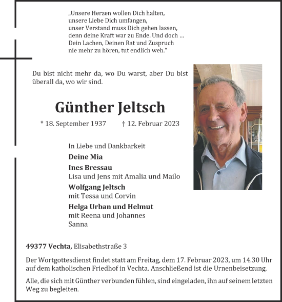 Anzeige von Günther Jeltsch von OM-Medien