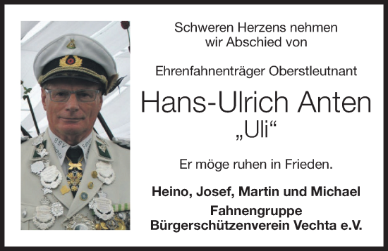 Anzeige von Hans-Ulrich Anten von OM-Medien