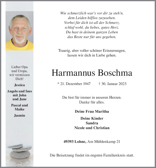 Anzeige von Harmannus Boschma von OM-Medien