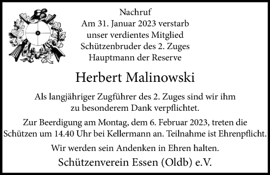 Anzeige von Herbert Malinowski von OM-Medien