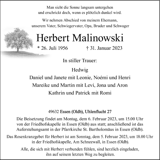 Anzeige von Herbert Malinowski von OM-Medien