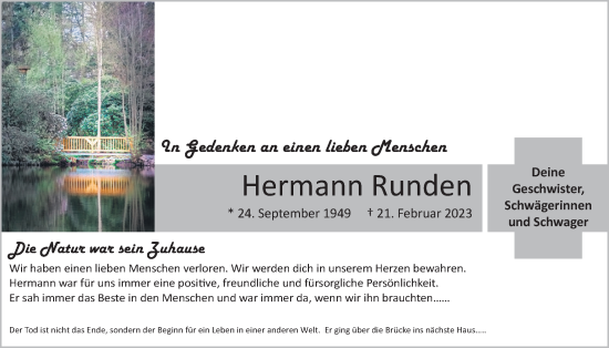 Anzeige von Hermann Runden von OM-Medien