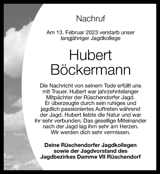 Anzeige von Hubert Böckermann von OM-Medien