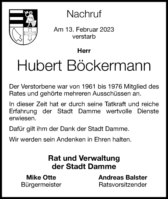 Anzeige von Hubert Böckermann von OM-Medien