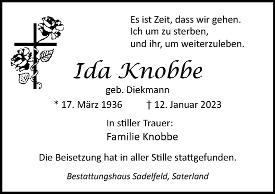 Anzeige von Ida Knobbe von OM-Medien