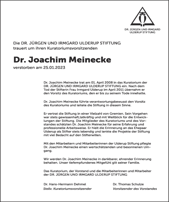Anzeige von Joachim Meinecke von OM-Medien