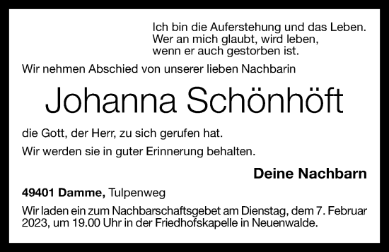 Anzeige von Johanna Schönhöft von OM-Medien