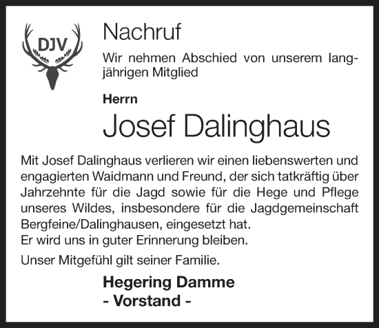 Anzeige von Josef Dalinghaus von OM-Medien