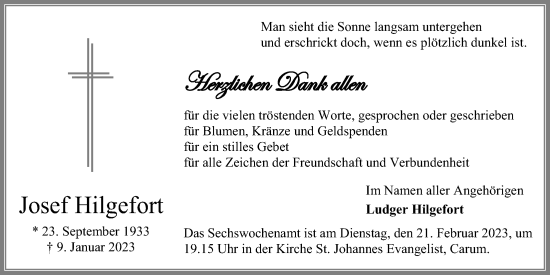 Anzeige von Josef Hilgefort von OM-Medien