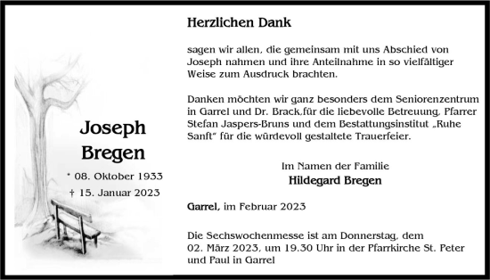 Anzeige von Joseph Bregen von OM-Medien