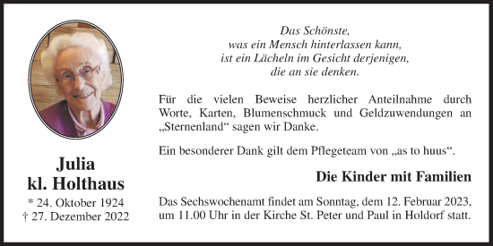Anzeige von Julia kl.Holthaus von OM-Medien