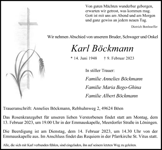 Anzeige von Karl Böckmann von OM-Medien