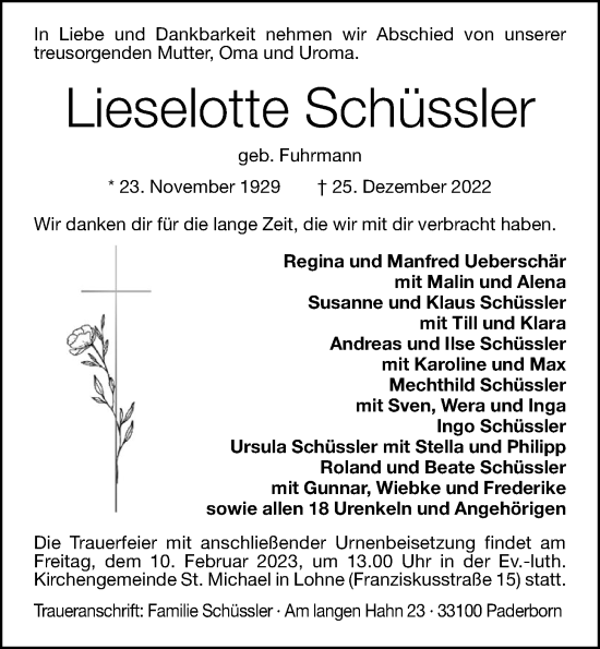 Anzeige von Lieselotte Schüssler von OM-Medien