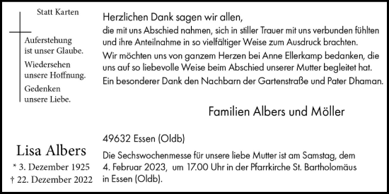Anzeige von Lisa Albers von OM-Medien