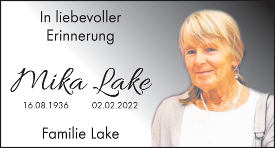 Anzeige von Mika Lake von OM-Medien