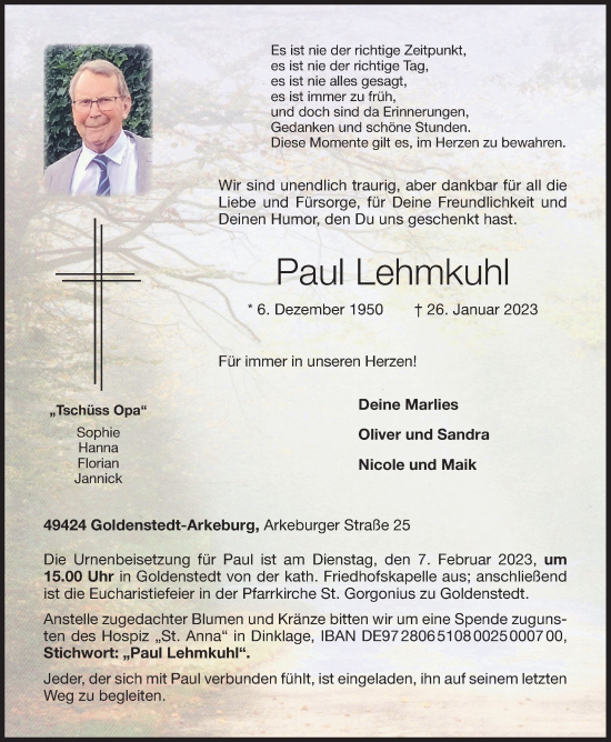 Anzeige von Paul Lehmkuhl von OM-Medien