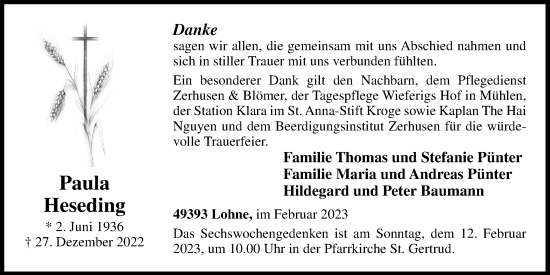 Anzeige von Paula Heseding von OM-Medien