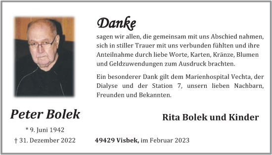 Anzeige von Peter Bolek von OM-Medien