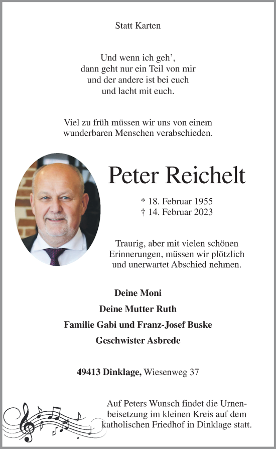 Anzeige von Peter Reichelt von OM-Medien