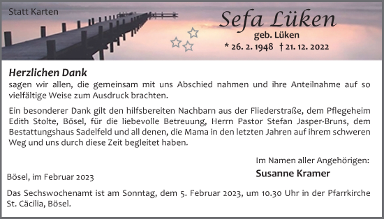 Anzeige von Sefa Lüken von OM-Medien