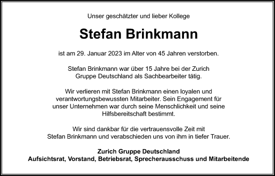 Anzeige von Stefan Brinkmann von OM-Medien