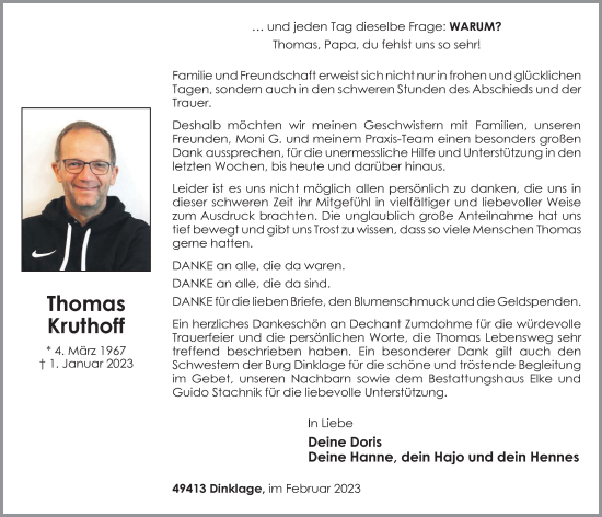 Anzeige von Thomas Kruthoff von OM-Medien