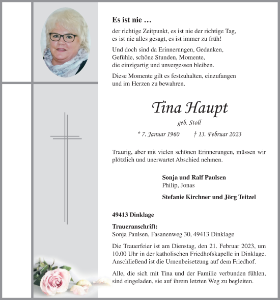 Anzeige von Tina Haupt von OM-Medien