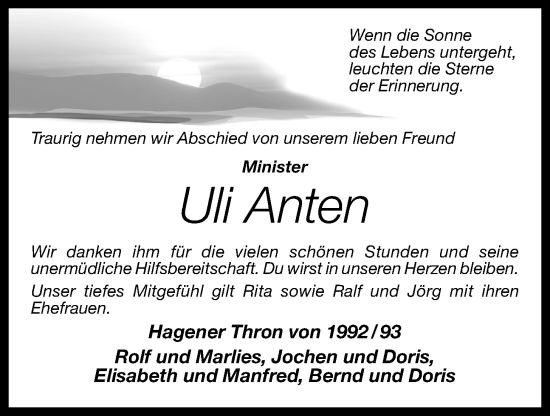 Anzeige von Hans-Ulrich Anten von OM-Medien