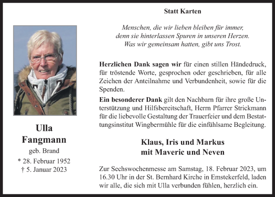 Anzeige von Ulla Fangmann von OM-Medien