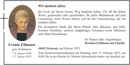 Anzeige von Ursula Ellmann von OM-Medien