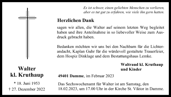 Anzeige von Walter  kl. Kruthaup von OM-Medien
