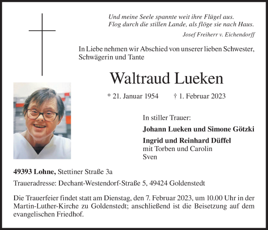 Anzeige von Waltraud Lueken von OM-Medien