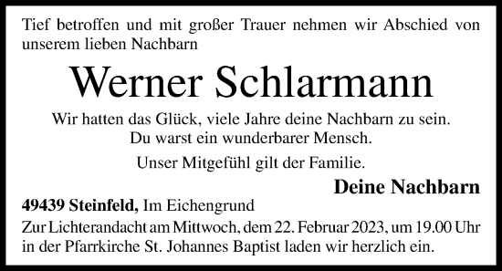 Anzeige von Werner Schlarmann von OM-Medien