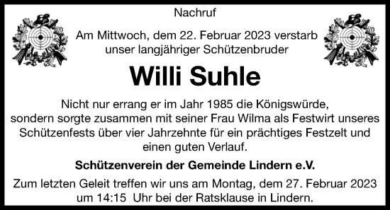Anzeige von Willi Suhle von OM-Medien